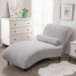 Printed Armless Chaise Lounge Cover Indoor Slipcover Stretch Chair Covers for Living Room Bedroom Stretch Armless Lounge Chaise Slipcover