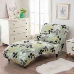 Printed Armless Chaise Lounge Cover Indoor Slipcover Stretch Chair Covers for Living Room Bedroom Stretch Armless Lounge Chaise Slipcover