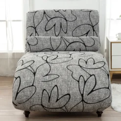 Printed Armless Chaise Lounge Cover Indoor Slipcover Stretch Chair Covers for Living Room Bedroom Stretch Armless Lounge Chaise Slipcover