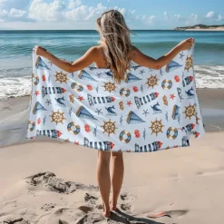Printed Beach Towel, Lightweight Quick-Dry Sand-Free Beach Blanket, Ideal for Travel, Pool, and Outdoor Use