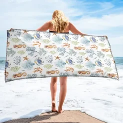 Printed Beach Towel, Lightweight Quick-Dry Sand-Free Beach Blanket, Ideal for Travel, Pool, and Outdoor Use