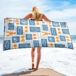 Printed Beach Towel, Lightweight Quick-Dry Sand-Free Beach Blanket, Ideal for Travel, Pool, and Outdoor Use