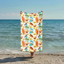 Printed Beach Towel, Lightweight Quick-Dry Sand-Free Beach Blanket, Ideal for Travel, Pool, and Outdoor Use