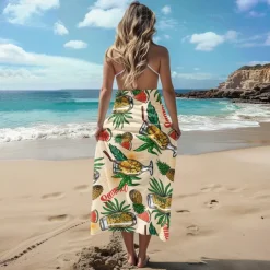 Printed Beach Towel, Lightweight Quick-Dry Sand-Free Beach Blanket, Ideal for Travel, Pool, and Outdoor Use