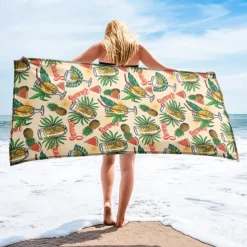 Printed Beach Towel, Lightweight Quick-Dry Sand-Free Beach Blanket, Ideal for Travel, Pool, and Outdoor Use