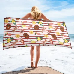 Printed Beach Towel, Lightweight Quick-Dry Sand-Free Beach Blanket, Ideal for Travel, Pool, and Outdoor Use