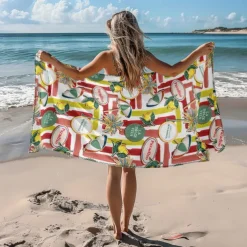 Printed Beach Towel, Lightweight Quick-Dry Sand-Free Beach Blanket, Ideal for Travel, Pool, and Outdoor Use