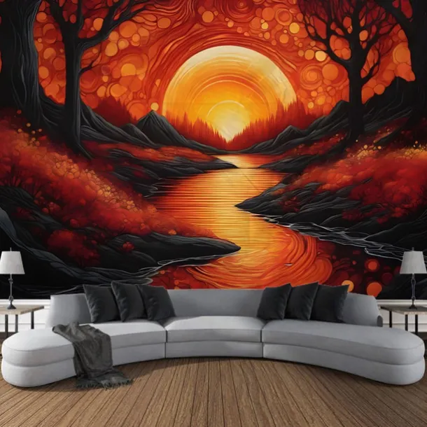 Psychedelic Abstract Forest Hanging Tapestry Wall Art Large Tapestry Mural Decor Photograph Backdrop Blanket Curtain Home Bedroom Living Room Decoration