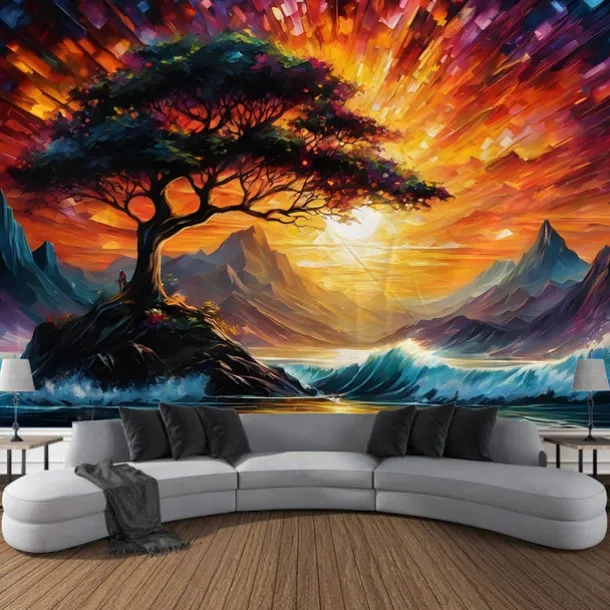 Psychedelic Abstract Forest Hanging Tapestry Wall Art Large Tapestry Mural Decor Photograph Backdrop Blanket Curtain Home Bedroom Living Room Decoration