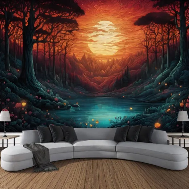 Psychedelic Abstract Forest Hanging Tapestry Wall Art Large Tapestry Mural Decor Photograph Backdrop Blanket Curtain Home Bedroom Living Room Decoration