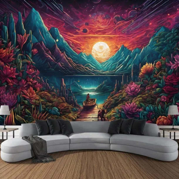 Psychedelic Abstract Forest Hanging Tapestry Wall Art Large Tapestry Mural Decor Photograph Backdrop Blanket Curtain Home Bedroom Living Room Decoration