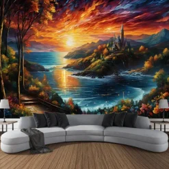 Psychedelic Abstract Forest Hanging Tapestry Wall Art Large Tapestry Mural Decor Photograph Backdrop Blanket Curtain Home Bedroom Living Room Decoration