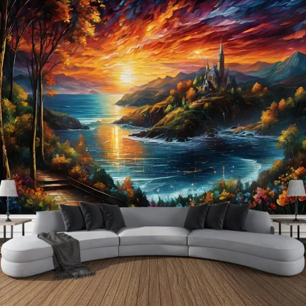Psychedelic Abstract Forest Hanging Tapestry Wall Art Large Tapestry Mural Decor Photograph Backdrop Blanket Curtain Home Bedroom Living Room Decoration