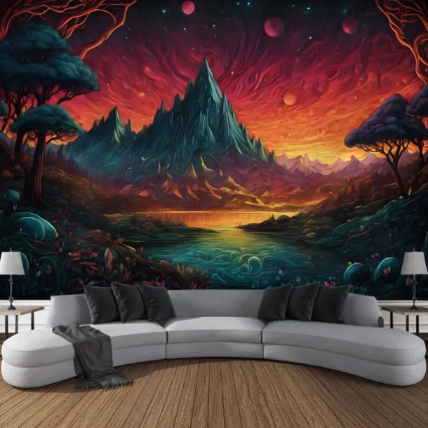 Psychedelic Abstract Forest Hanging Tapestry Wall Art Large Tapestry Mural Decor Photograph Backdrop Blanket Curtain Home Bedroom Living Room Decoration