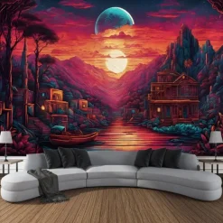 Psychedelic Abstract Forest Hanging Tapestry Wall Art Large Tapestry Mural Decor Photograph Backdrop Blanket Curtain Home Bedroom Living Room Decoration