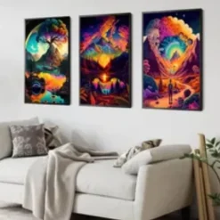 Psychedelic Wall Art Canvas Mushroom Nature Prints and Posters Pictures Decorative Fabric Painting For Living Room Pictures No Frame