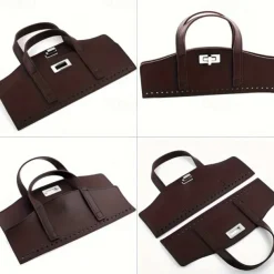 PU Leather DIY Knitting Bag Accessory Set - Handbag Handles and Lock Buckle for Yarn Weaving and Fabric Splicing Crafts