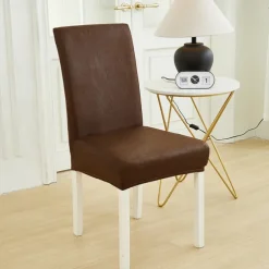 PU Leather fabric solid color chair cover waterproof Dining seat Chair Covers Hotel Banquet wedding Seat Covers Chair Protector