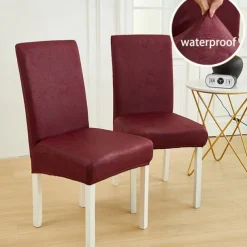PU Leather fabric solid color chair cover waterproof Dining seat Chair Covers Hotel Banquet wedding Seat Covers Chair Protector