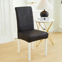 PU Leather fabric solid color chair cover waterproof Dining seat Chair Covers Hotel Banquet wedding Seat Covers Chair Protector
