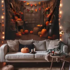 Pumpkin Hanging Tapestry Wall Art Inside House Large Tapestry Mural Decor Photograph Backdrop Blanket Curtain Home Bedroom Living Room Decoration