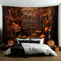 Pumpkin Hanging Tapestry Wall Art Inside House Large Tapestry Mural Decor Photograph Backdrop Blanket Curtain Home Bedroom Living Room Decoration