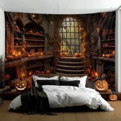 Pumpkin Hanging Tapestry Wall Art Inside House Large Tapestry Mural Decor Photograph Backdrop Blanket Curtain Home Bedroom Living Room Decoration