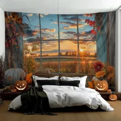 Pumpkin Hanging Tapestry Wall Art Inside House Large Tapestry Mural Decor Photograph Backdrop Blanket Curtain Home Bedroom Living Room Decoration