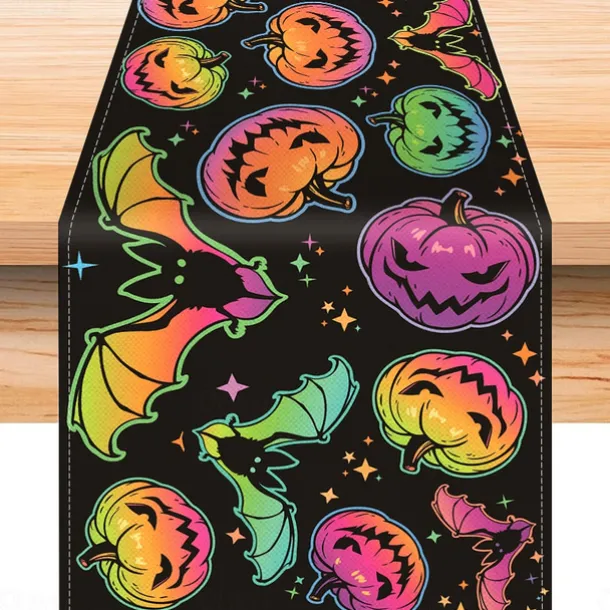 Pumpkin Table Runner Halloween Fall Burlap Tablerunner Farmhouse Indoor Table Autumn Decoration Table Flag Decor For Dining Weddig Party Holiday