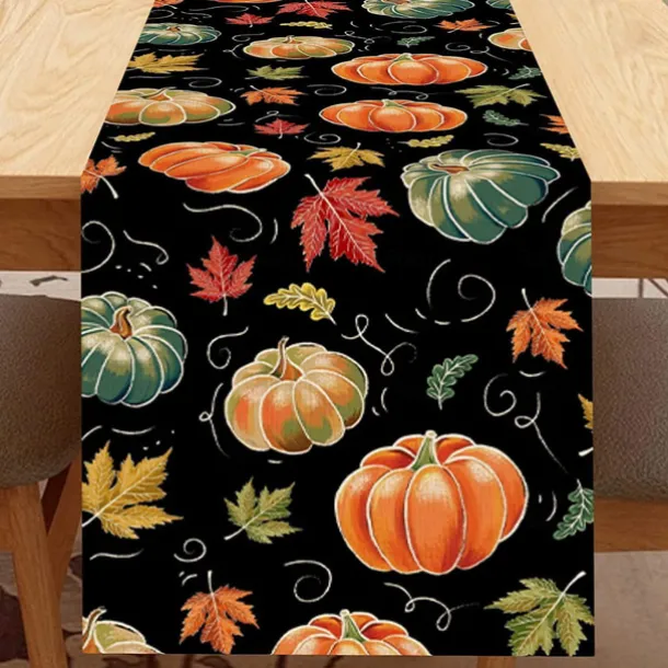 Pumpkin Table Runner Halloween Fall Burlap Tablerunner Farmhouse Indoor Table Autumn Decoration Table Flag Decor For Dining Weddig Party Holiday