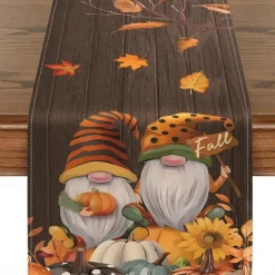Pumpkin Table Runner Halloween Fall Burlap Tablerunner Farmhouse Indoor Table Autumn Decoration Table Flag Decor For Dining Weddig Party Holiday