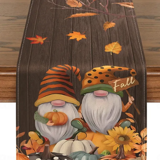 Pumpkin Table Runner Halloween Fall Burlap Tablerunner Farmhouse Indoor Table Autumn Decoration Table Flag Decor For Dining Weddig Party Holiday