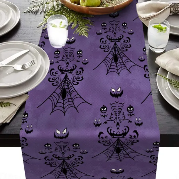 Pumpkin Table Runner Halloween Fall Burlap Tablerunner Farmhouse Indoor Table Autumn Decoration Table Flag Decor For Dining Weddig Party Holiday