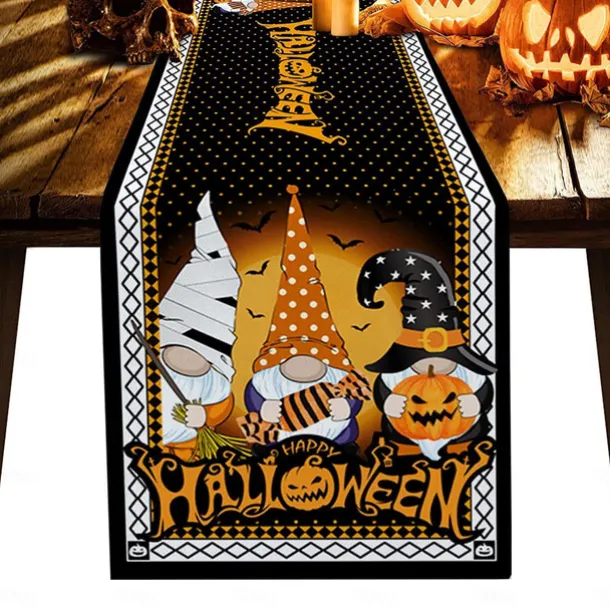 Pumpkin Table Runner Halloween Fall Burlap Tablerunner Farmhouse Indoor Table Autumn Decoration Table Flag Decor For Dining Weddig Party Holiday