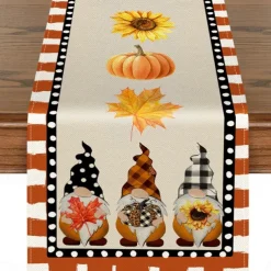 Pumpkin Table Runner Halloween Fall Burlap Tablerunner Farmhouse Indoor Table Autumn Decoration Table Flag Decor For Dining Weddig Party Holiday