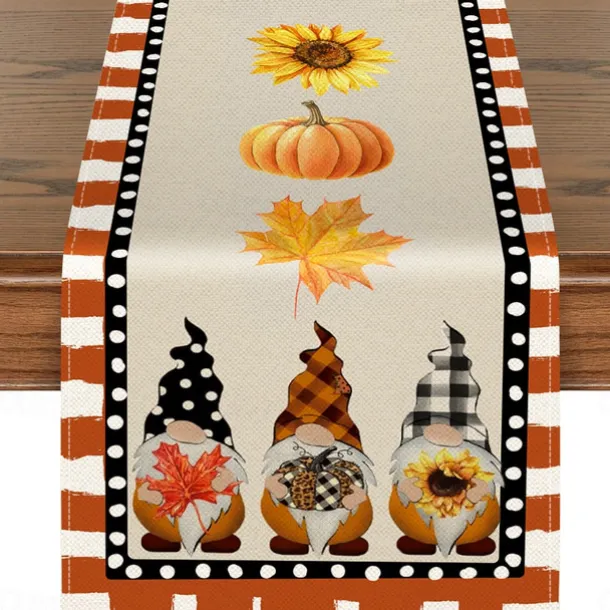 Pumpkin Table Runner Halloween Fall Burlap Tablerunner Farmhouse Indoor Table Autumn Decoration Table Flag Decor For Dining Weddig Party Holiday
