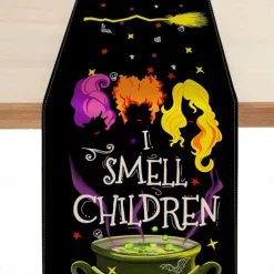 Pumpkin Table Runner Halloween Fall Burlap Tablerunner Farmhouse Indoor Table Autumn Decoration Table Flag Decor For Dining Weddig Party Holiday