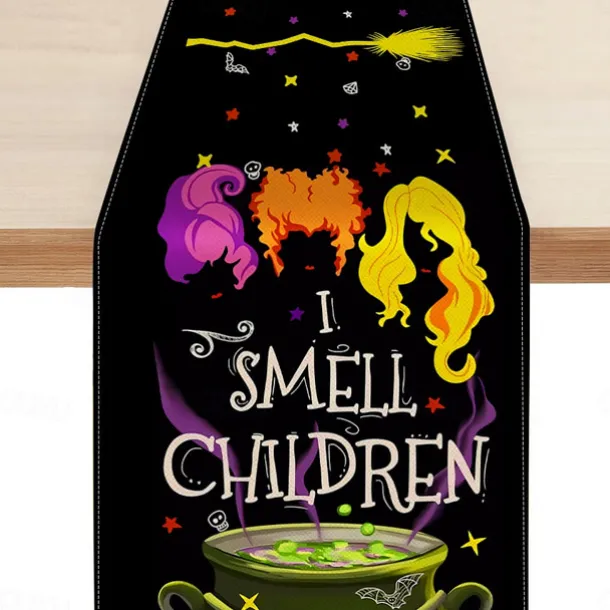 Pumpkin Table Runner Halloween Fall Burlap Tablerunner Farmhouse Indoor Table Autumn Decoration Table Flag Decor For Dining Weddig Party Holiday