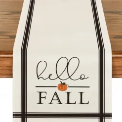 Pumpkin Table Runner Halloween Fall Burlap Tablerunner Farmhouse Indoor Table Autumn Decoration Table Flag Decor For Dining Weddig Party Holiday