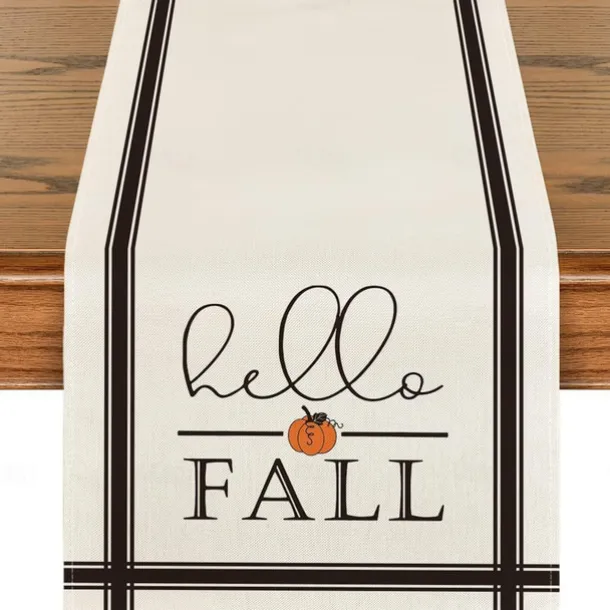 Pumpkin Table Runner Halloween Fall Burlap Tablerunner Farmhouse Indoor Table Autumn Decoration Table Flag Decor For Dining Weddig Party Holiday