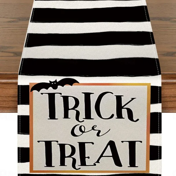 Pumpkin Table Runner Halloween Fall Burlap Tablerunner Farmhouse Indoor Table Autumn Decoration Table Flag Decor For Dining Weddig Party Holiday