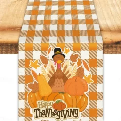 Pumpkin Table Runner Halloween Fall Burlap Tablerunner Farmhouse Indoor Table Autumn Decoration Table Flag Decor For Dining Weddig Party Holiday