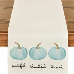 Pumpkin Table Runner Halloween Fall Burlap Tablerunner Farmhouse Indoor Table Autumn Decoration Table Flag Decor For Dining Weddig Party Holiday