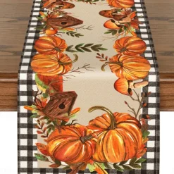 Pumpkin Table Runner Halloween Fall Burlap Tablerunner Farmhouse Indoor Table Autumn Decoration Table Flag Decor For Dining Weddig Party Holiday