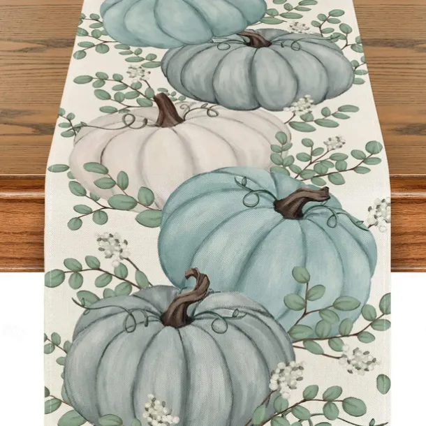 Pumpkin Table Runner Halloween Fall Burlap Tablerunner Farmhouse Indoor Table Autumn Decoration Table Flag Decor For Dining Weddig Party Holiday