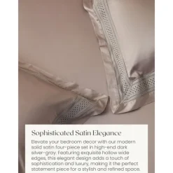 Pure 100% Pima Cotton Duvet Cover 4PCS Set Supima 140-TC Luxury Soft Silkly Sateen Bedding Set 1 Dovet Cover 1 Flat Sheet 2 Pillowcases