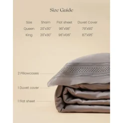 Pure 100% Pima Cotton Duvet Cover 4PCS Set Supima 140-TC Luxury Soft Silkly Sateen Bedding Set 1 Dovet Cover 1 Flat Sheet 2 Pillowcases