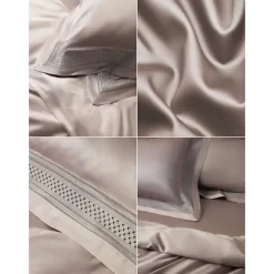 Pure 100% Pima Cotton Duvet Cover 4PCS Set Supima 140-TC Luxury Soft Silkly Sateen Bedding Set 1 Dovet Cover 1 Flat Sheet 2 Pillowcases