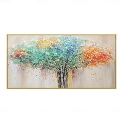 Pure Hand-painted High Quality Abstract Life Tree Oil Painting Handmade Colorful Abstract Tree Oil Painting for Living Room