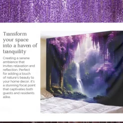 Purple Garden Hanging Tapestry Wall Art Large Tapestry Mural Decor Photograph Backdrop Blanket Curtain Home Bedroom Living Room Decoration Wisteria Flower Waterfall